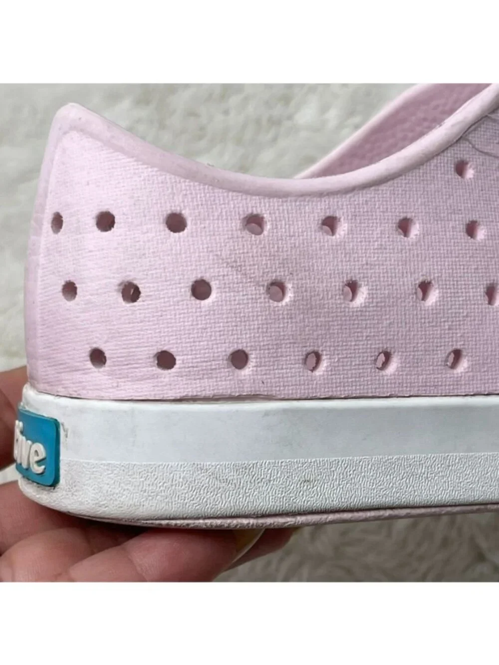 Native Shoes Jefferson Kids Size J3 Pink Slip Washable Sneakers Loafers